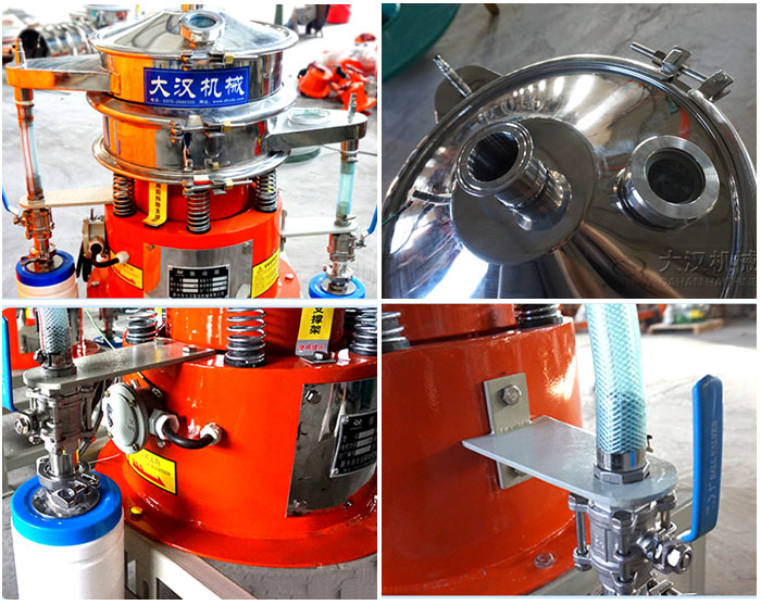 氣體保護振動篩結構分出料口，進料口，排氣管等