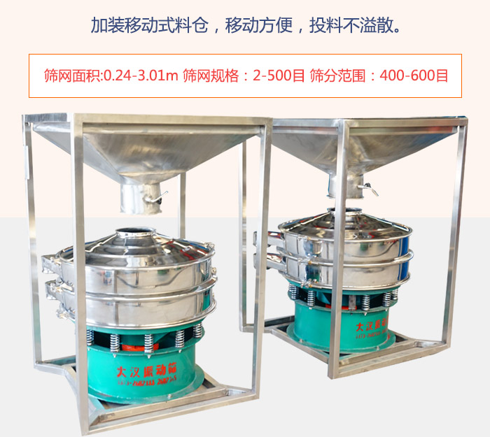 加裝移動式料倉，移動方便，投料不溢散。